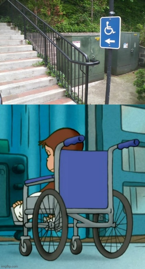 Nooo, not the stairs | image tagged in depressed george,stairs,handicapped,you had one job,memes,stair | made w/ Imgflip meme maker