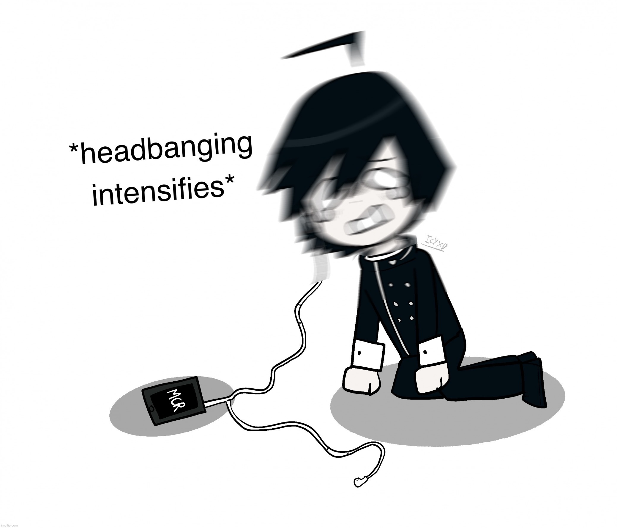 Shuichi would totally do this when he’s upset | image tagged in shuichi saihara headbanging | made w/ Imgflip meme maker