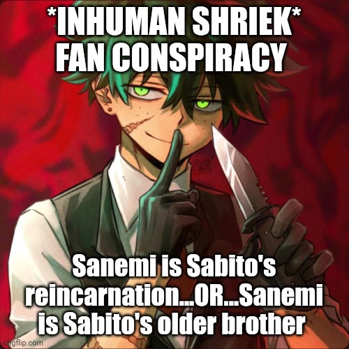 Comment if you agree | *INHUMAN SHRIEK* FAN CONSPIRACY; Sanemi is Sabito's reincarnation...OR...Sanemi is Sabito's older brother | image tagged in please | made w/ Imgflip meme maker