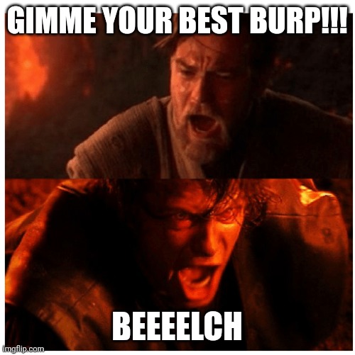 Man... No one should challenge this guy to a burping competition | GIMME YOUR BEST BURP!!! BEEEELCH | image tagged in you were the chosen one blank | made w/ Imgflip meme maker