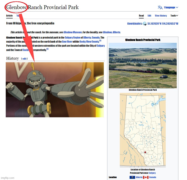 Glenbow ranch national park | image tagged in name soundalike,clembot,pokemon | made w/ Imgflip meme maker