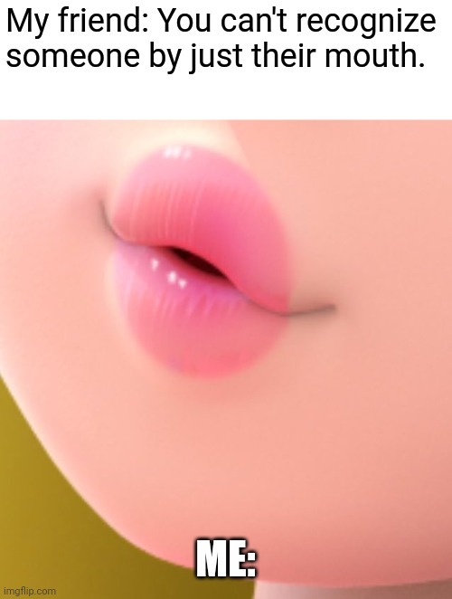 Those are some pretty nice lips she's got there! | My friend: You can't recognize someone by just their mouth. ME: | image tagged in nintendo,princess peach | made w/ Imgflip meme maker