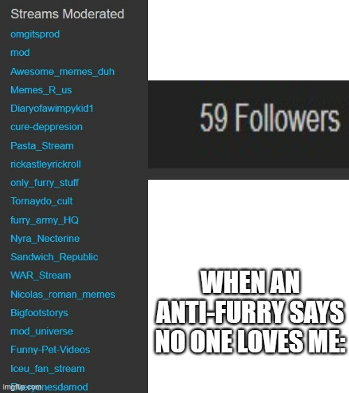 (not to brag) | WHEN AN ANTI-FURRY SAYS NO ONE LOVES ME: | made w/ Imgflip meme maker