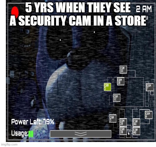 ture dat | 5 YRS WHEN THEY SEE A SECURITY CAM IN A STORE | image tagged in fnaf | made w/ Imgflip meme maker