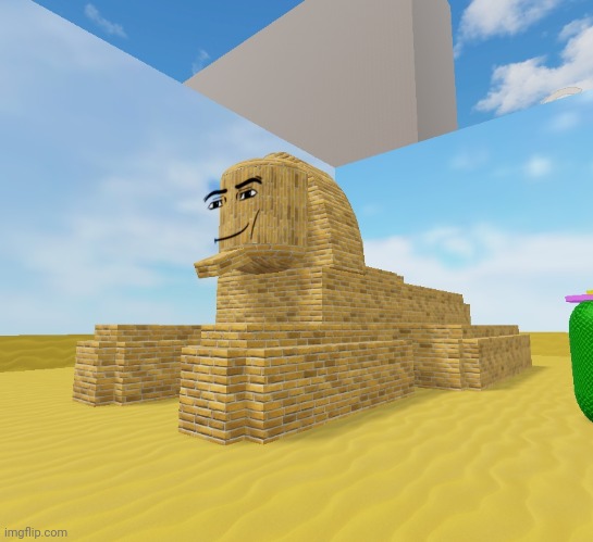 image tagged in roblox,man face,egypt,sphinx,pharoah's curse | made w/ Imgflip meme maker