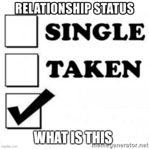 relationship status | WHAT IS THIS | image tagged in relationship status | made w/ Imgflip meme maker