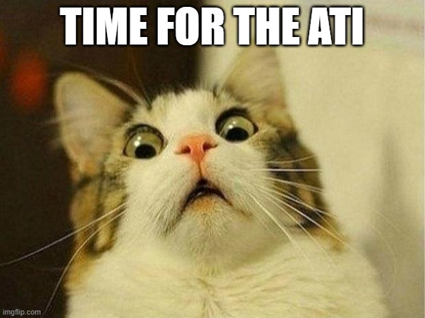 ATI Nursing | TIME FOR THE ATI | image tagged in memes,scared cat | made w/ Imgflip meme maker