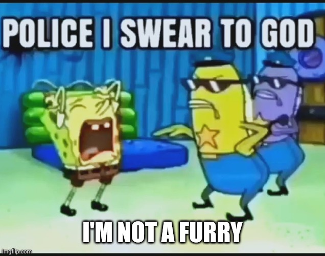 POLICE I SWEAR TO GOD | I'M NOT A FURRY | image tagged in police i swear to god | made w/ Imgflip meme maker