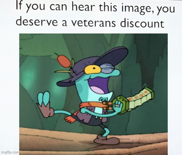 If you can hear this picture of wally, you deserve a veterans discount | image tagged in if you can hear this image you deserve a veterans discount,amphibia | made w/ Imgflip meme maker