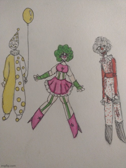 Clowns <3 tw: blood (suggest names plz ^^) | image tagged in clowns,drawing | made w/ Imgflip meme maker