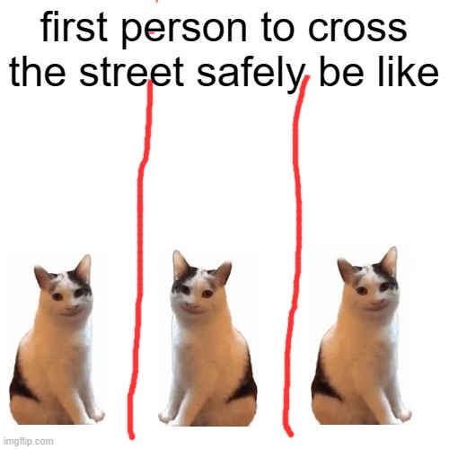 Cross the street safely my dudes | first person to cross the street safely be like | image tagged in memes,blank transparent square | made w/ Imgflip meme maker