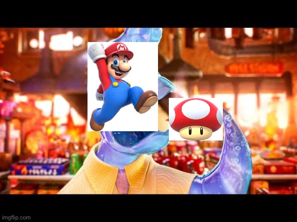 A meme that must be made | image tagged in elemental wade eating hot food,mario | made w/ Imgflip meme maker