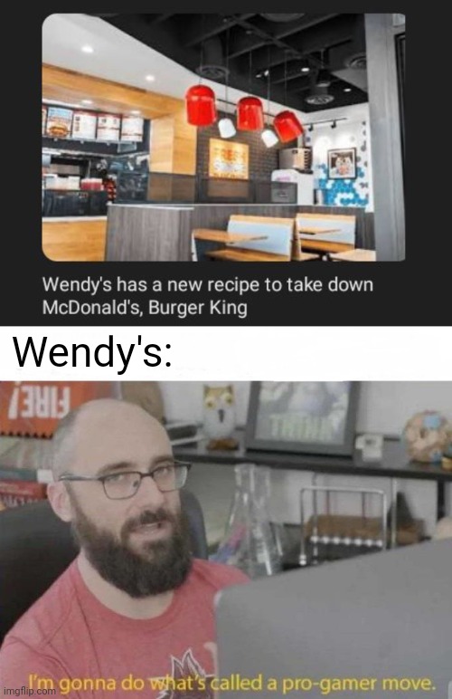 Wendy's | Wendy's: | image tagged in pro gamer move,wendy's,burger king,mcdonald's,recipe,memes | made w/ Imgflip meme maker