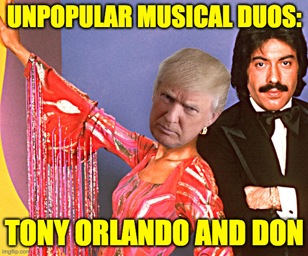 Limelight hog. | UNPOPULAR MUSICAL DUOS:; TONY ORLANDO AND DON | image tagged in memes,trump | made w/ Imgflip meme maker