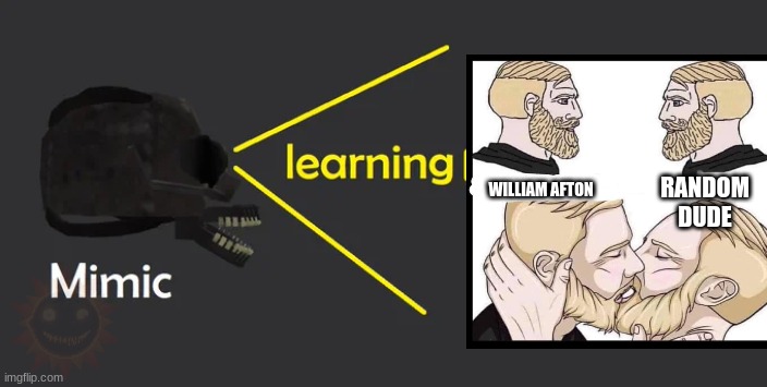 Mimic Learning | RANDOM DUDE; WILLIAM AFTON | image tagged in mimic learning | made w/ Imgflip meme maker