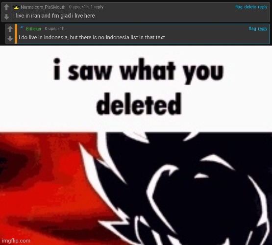 image tagged in i saw what you deleted | made w/ Imgflip meme maker