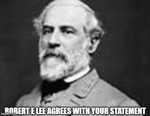 Robert e lee | ROBERT E LEE AGREES WITH YOUR STATEMENT | image tagged in funny | made w/ Imgflip meme maker