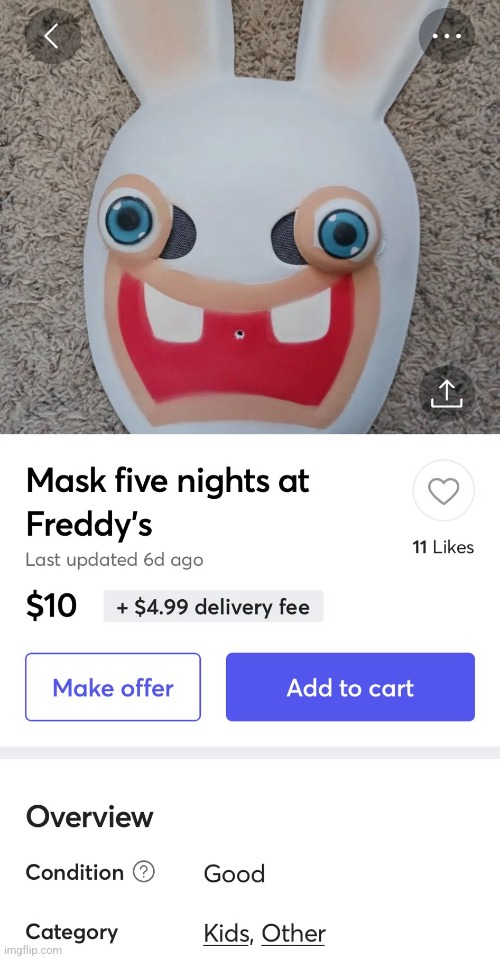 Doesn't look like a fnaf mask | image tagged in fnaf | made w/ Imgflip meme maker