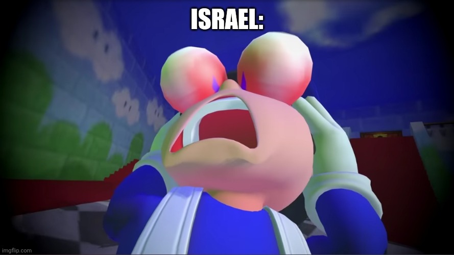 shocked SMG4 | ISRAEL: | image tagged in shocked smg4 | made w/ Imgflip meme maker