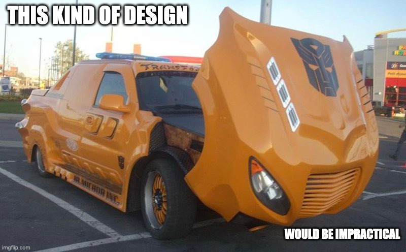 Car WIth Hood Flipping Forward | THIS KIND OF DESIGN; WOULD BE IMPRACTICAL | image tagged in cars,memes | made w/ Imgflip meme maker