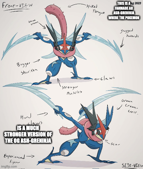 AU Ash-Greninja | THIS IS A FANMADE AU ASH-GRENINJA WHERE THE POKEMON; IS A MUCH STRONGER VERSION OF THE OG ASH-GRENINJA | image tagged in greninja,pokemon,memes | made w/ Imgflip meme maker