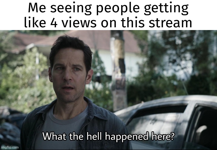 What is going on? | Me seeing people getting like 4 views on this stream | image tagged in what the hell happened here | made w/ Imgflip meme maker