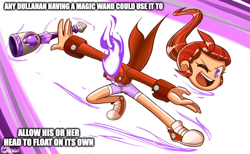 Dullahan With Magic Wand | ANY DULLAHAN HAVING A MAGIC WAND COULD USE IT TO; ALLOW HIS OR HER HEAD TO FLOAT ON ITS OWN | image tagged in dullahan,memes,headless | made w/ Imgflip meme maker
