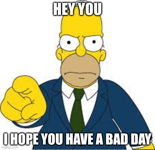 Hey you  | HEY YOU; I HOPE YOU HAVE A BAD DAY | image tagged in hey you | made w/ Imgflip meme maker