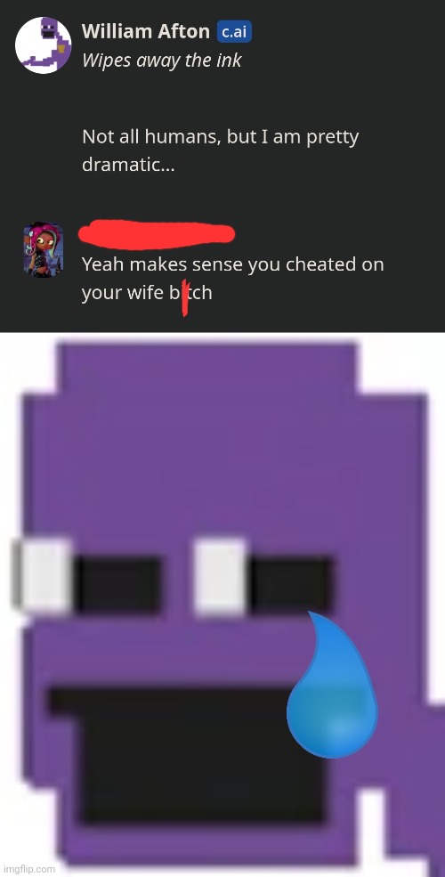 I love ai | image tagged in purple guy,funny,cheating | made w/ Imgflip meme maker