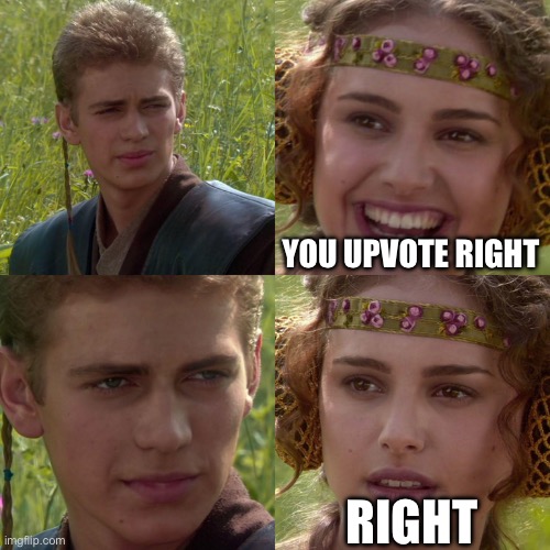 Anakin Padme 4 Panel | YOU UPVOTE RIGHT; RIGHT | image tagged in anakin padme 4 panel | made w/ Imgflip meme maker