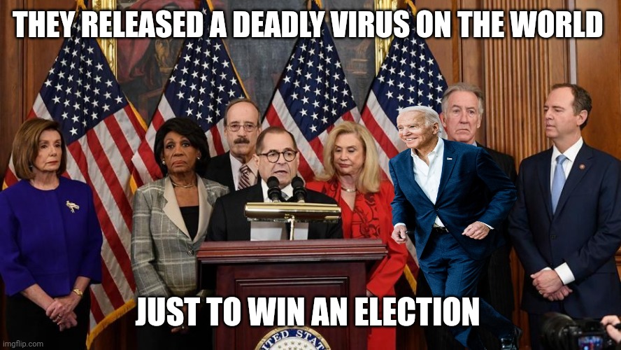 House Democrats | THEY RELEASED A DEADLY VIRUS ON THE WORLD JUST TO WIN AN ELECTION | image tagged in house democrats | made w/ Imgflip meme maker