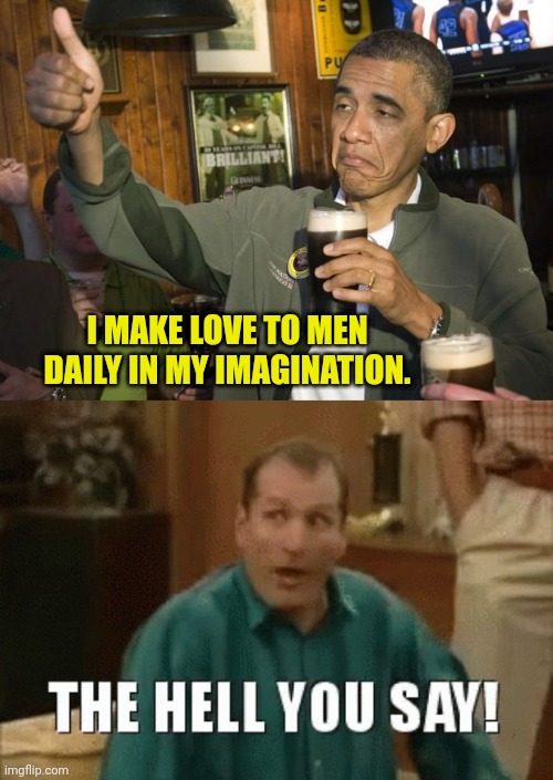 Would have never guessed it. | I MAKE LOVE TO MEN DAILY IN MY IMAGINATION. | image tagged in not bad,obama,gay jokes,al bundy | made w/ Imgflip meme maker