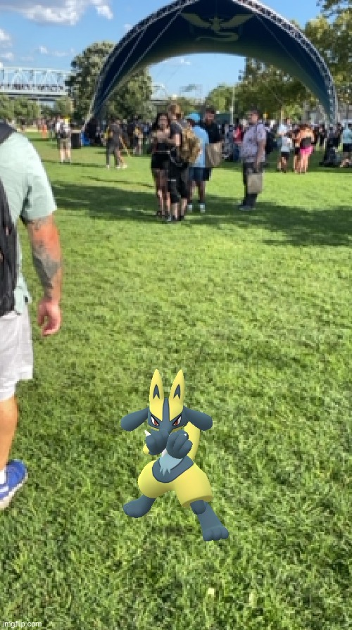 shiny Lucario at the go fest park | made w/ Imgflip meme maker