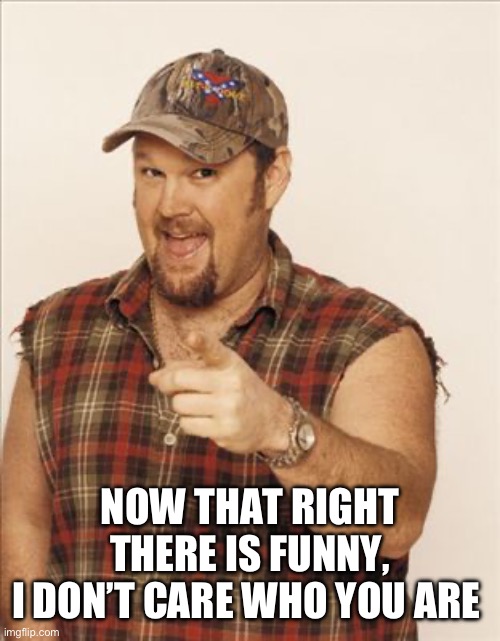 Larry The Cable Guy | NOW THAT RIGHT THERE IS FUNNY,
I DON’T CARE WHO YOU ARE | image tagged in larry the cable guy | made w/ Imgflip meme maker