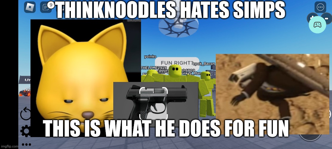 Thinknoodles reaction to simps | THINKNOODLES HATES SIMPS; THIS IS WHAT HE DOES FOR FUN | image tagged in evil | made w/ Imgflip meme maker