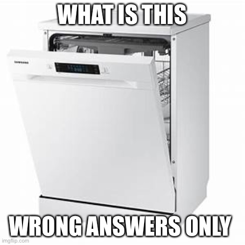 Dishwasher | WHAT IS THIS; WRONG ANSWERS ONLY | image tagged in dishwasher | made w/ Imgflip meme maker