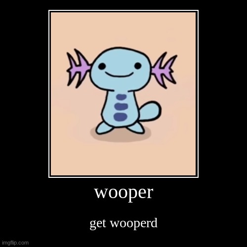 wooper | wooper | get wooperd | image tagged in funny,demotivationals | made w/ Imgflip demotivational maker