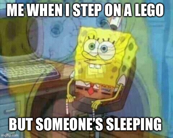 Ouch man | ME WHEN I STEP ON A LEGO; BUT SOMEONE’S SLEEPING | image tagged in spongebob panic inside | made w/ Imgflip meme maker