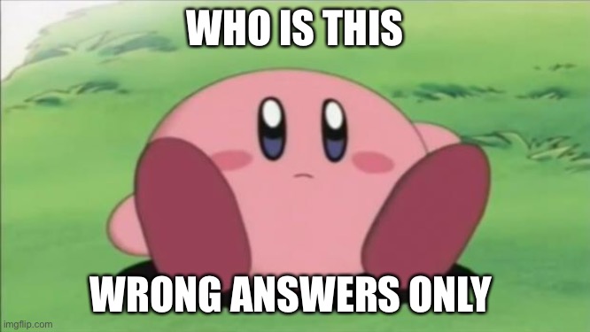 kirby | WHO IS THIS; WRONG ANSWERS ONLY | image tagged in kirby | made w/ Imgflip meme maker