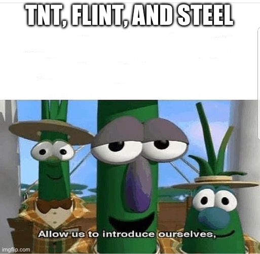 Allow us to introduce ourselves | TNT, FLINT, AND STEEL | image tagged in allow us to introduce ourselves | made w/ Imgflip meme maker