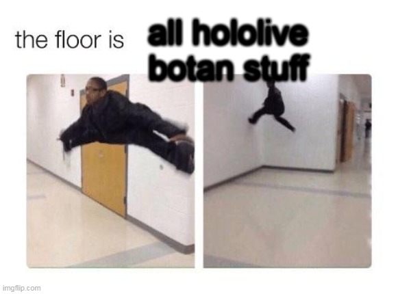 WHAT | all hololive botan stuff | image tagged in the floor is | made w/ Imgflip meme maker