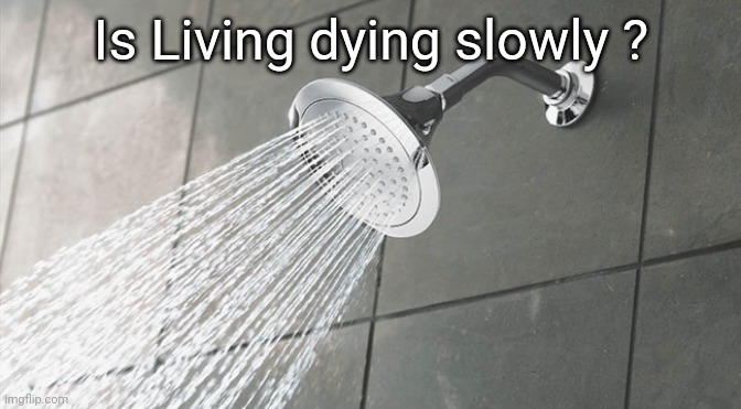 Shower thought | Is Living dying slowly ? | image tagged in shower thoughts,shower,memes,why are you reading the tags,stop reading the tags | made w/ Imgflip meme maker