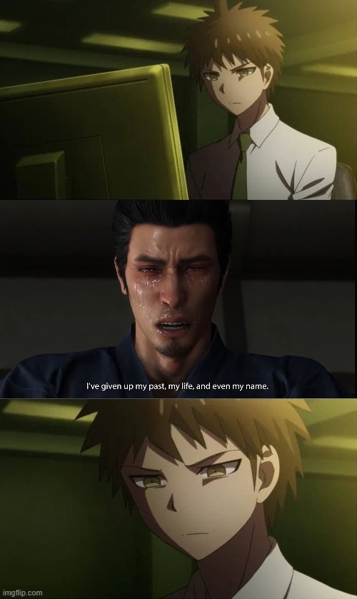 I knew Kiryu cries, but this still feels a little off. | image tagged in gaming,yakuza | made w/ Imgflip meme maker