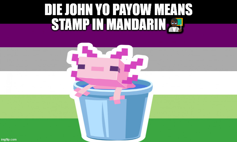 yo you means squid in mandarin | DIE JOHN YO PAYOW MEANS STAMP IN MANDARIN👨🏿‍🏫 | image tagged in woke | made w/ Imgflip meme maker