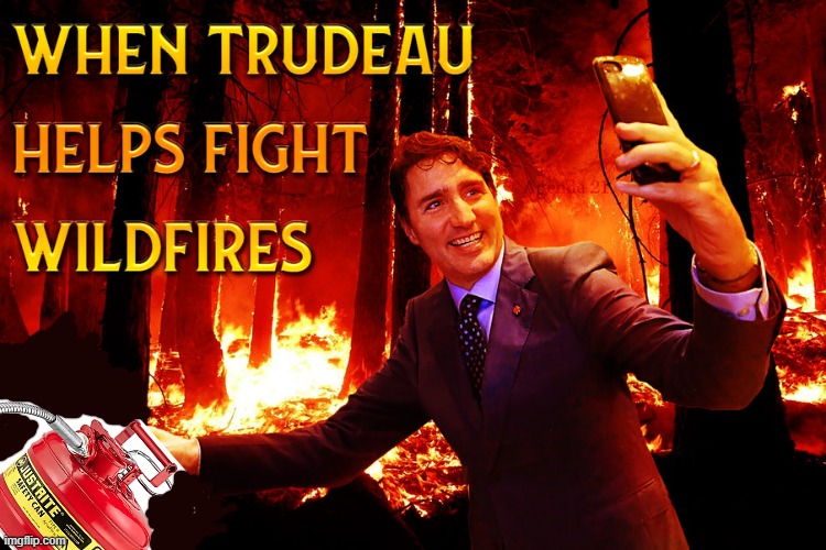 Justin Trudeau's Liberals lighting Canada on Fire | image tagged in justin trudeau,wildfires,stupid liberals,liberal hypocrisy,meanwhile in canada | made w/ Imgflip meme maker