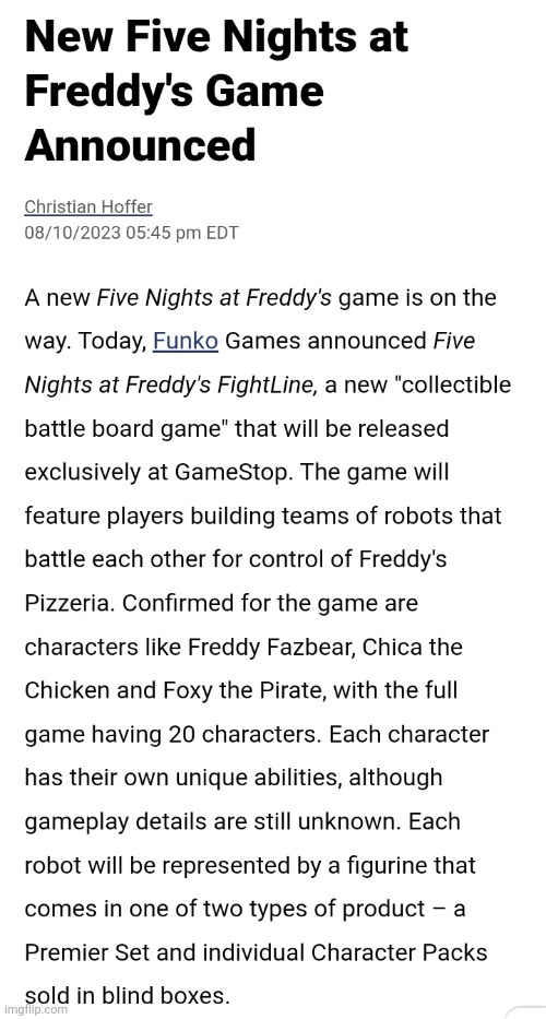 Daily FNAF news update! | image tagged in fnaf,five nights at freddys,games,news,updates,screenshot | made w/ Imgflip meme maker
