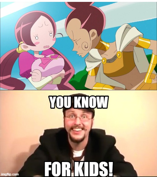 You know... for kids! (Tsubomi's boobs) | image tagged in precure,you know for kids,heartcatch precure,boobs,meme,nostalgia critic | made w/ Imgflip meme maker
