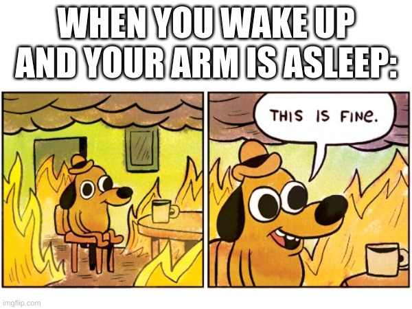 Has it ever happened to you? | WHEN YOU WAKE UP AND YOUR ARM IS ASLEEP: | image tagged in memes,funny,fun,relatable,blank white template,front page | made w/ Imgflip meme maker