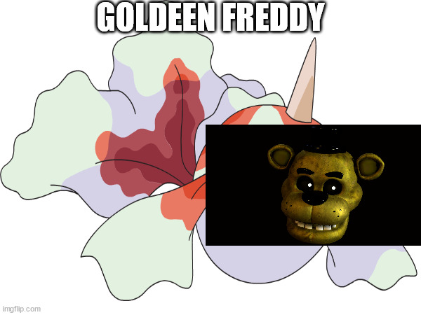 please repost in the pokemon stream | GOLDEEN FREDDY | image tagged in golden freddy,memes,fnaf | made w/ Imgflip meme maker