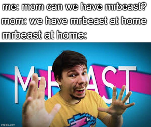 ohio mrbeast | me: mom can we have mrbeast? mom: we have mrbeast at home; mrbeast at home: | image tagged in fake mrbeast,memes | made w/ Imgflip meme maker